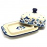 Polish Pottery Euro Style Butter or Cheese Dish - Snow Poppy