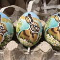 Eggshell Ornament Rabbit with Daisies