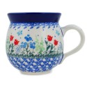 Polish Pottery Bubble Mug - 12 oz - Patriotic Garden